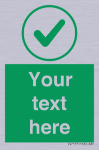 Custom green background, green tick in circle sign